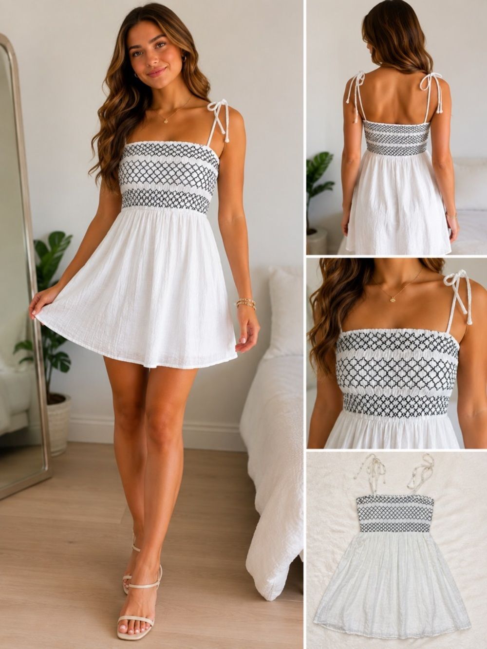 Madden Girl White Smocked Mini Dress Size Small